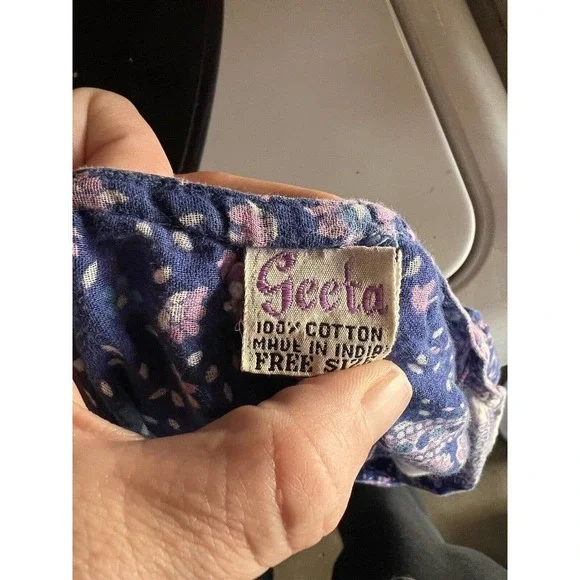 Vintage 70's India Blouse Tunic Peacock Boho Hippie Top Lightweight Geeta - Picture 7 of 13